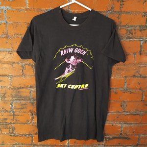 vintage Rhiw Goch Ski Centre Trawsfynydd Wales neon tee